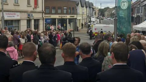 BBC People gathered to pay their respects in Omagh