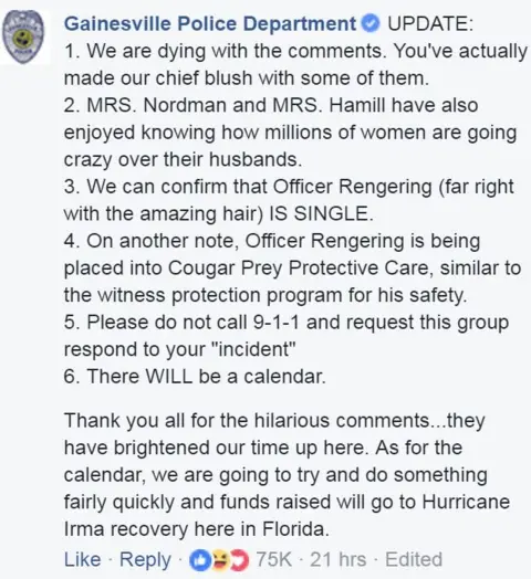 Facebook Screenshot of a Facebook post by Gainesville Police Department