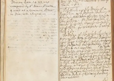 Bonhams Notebook of Newton's writings