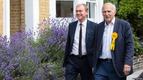 Getty Images Sir Vince Cable with Tim Farron