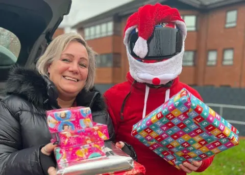 Chesterfield Royal Hospital NHS Foundation Trust Soul Takers Motorcycle Club rider dressed as Santa