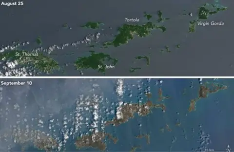 NASA Virgins Islands before and after Irma