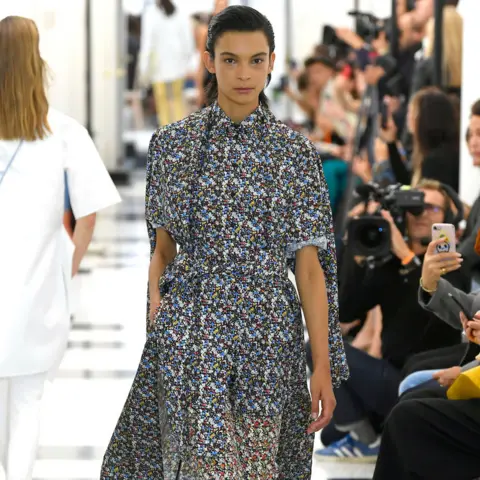 Rex/Shutterstock A model on the runway at the Victoria Beckham show