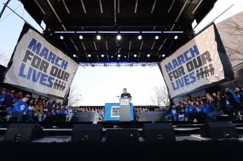 Getty Images Cameron Kasky addressing the March for Our Lives rally in Washington DC
