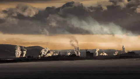 Getty Images Tata steelworks over the Port Talbot skyline