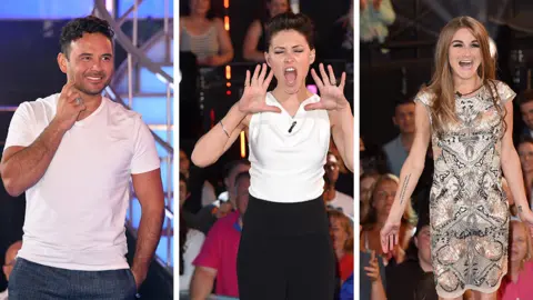 Getty Images This year's Celebrity Big Brother winner Ryan Thomas, presenter Emma Willis and Nikki Grahame from Big Brother 7