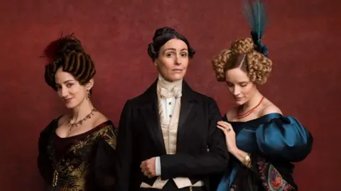 Lookout Point HBO/Jay Brooks Stars of Gentleman Jack, with Suranne Jones as Anne Lister, centre