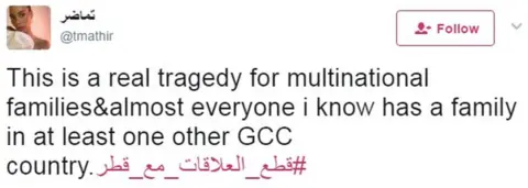 Twitter/@tmathir "This is a real tragedy for multinational families&almost everyone i know has a family in at least one other GCC country"