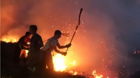 LFRS Firefighters try to quell the fire