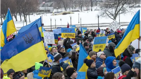 Getty Images People stand with Ukraine