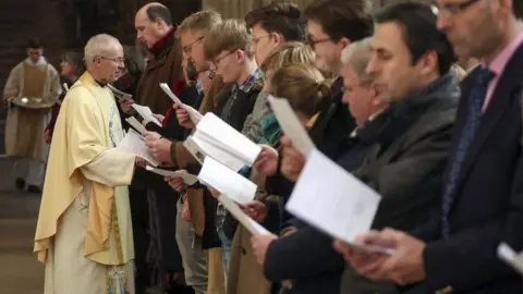 PA Media The Archbishop of Canterbury Justin Welby during the Christmas Day service at Canterbury Cathedral.