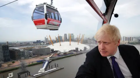 Getty Images Boris Johnson on the cable car