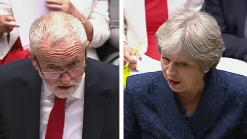 HoC Jeremy Corbyn and Theresa May