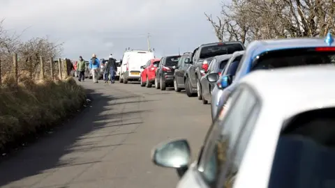 PAcemaker Divis Road area of Belfast on Sunday showing dangerous roadside parking