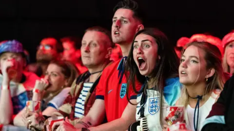 PA Media Fans at the Budweiser Fan Festival London