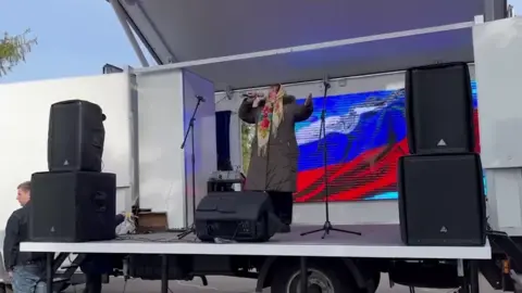 Tavria TV A concert outside a polling station in Ukraine