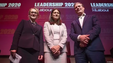 PA Media Rebecca Long-Bailey, Lisa Nandy and Sir Keir Starmer