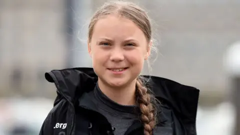 Getty Images Greta arrives in the US on a boat