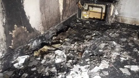 South Yorkshire Fire and Rescue  Burnt out room