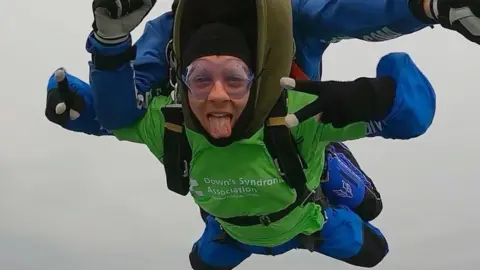 Aitch mid-skydive