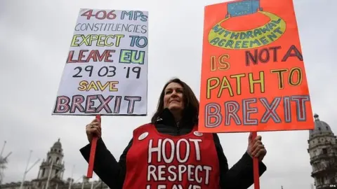 EPA Pro-Brexit protester outside the House of Commons
