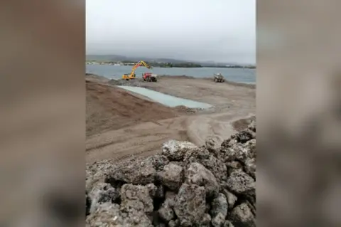 RSPB Work to create a new island in the lagoon