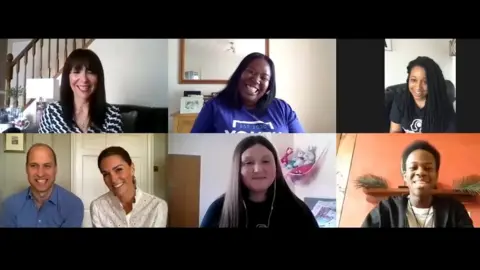 PA Media The Duke and Duchess of Cambridge during a video call to volunteers at Conscious Youth