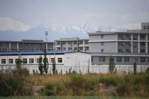 Getty This photo taken on June 4, 2019 shows a facility believed to be a re-education camp where mostly Muslim ethnic minorities are detained, north of Akto in China's northwestern Xinjiang region.