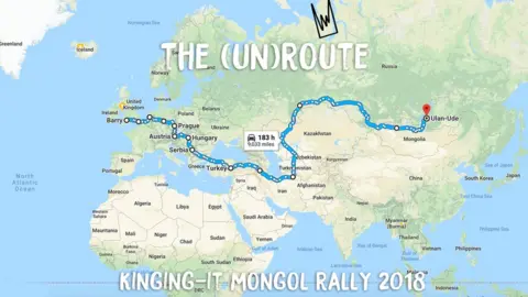 Craig Holmes Map of the 12,000 mile route