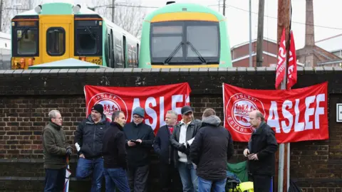 Getty Images Striking train drivers