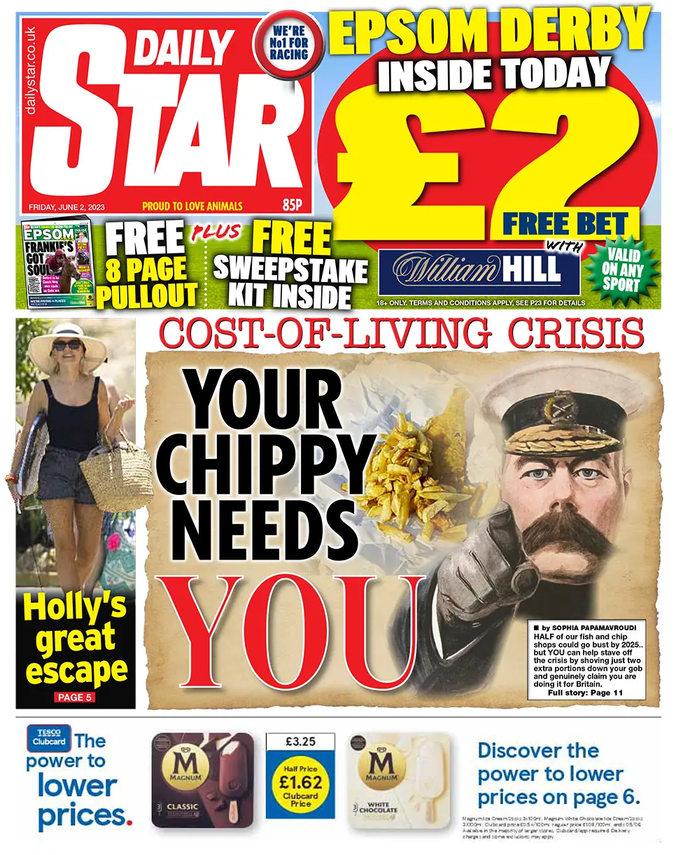 The headline in the Star reads: "Cost of living crisis: Your chippy needs you"