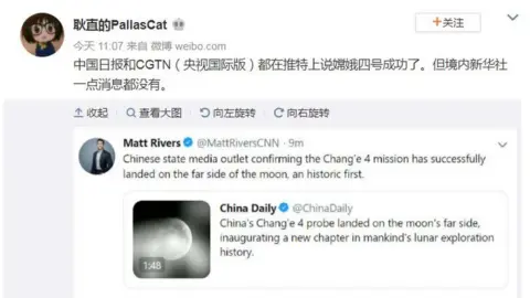 WEIBO/PALLASCAT Weibo user posts a tweet noting the deleted tweets by China's media outlets