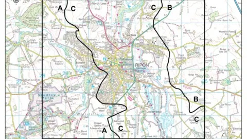 Crown Copyright Ordnance Survey Ripon zones