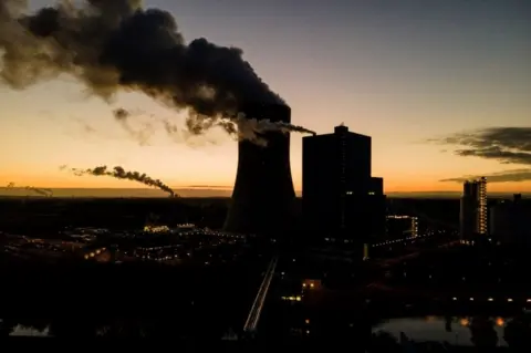 EPA An aerial picture taken with a drone shows the coal-fired power plant in Germany