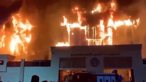 Egypt police station fire