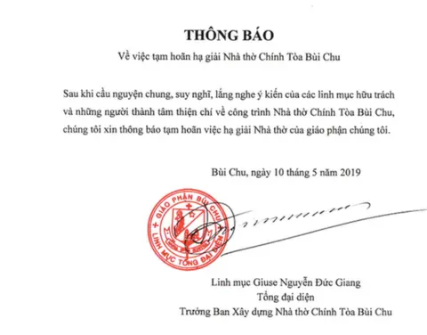 Catholic Diocese of Bui Chu Bui Chu Catholic Diocese announcement of halt to plan to demolish local cathedral