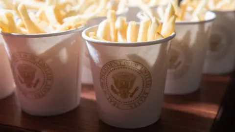 Getty Images This photo shows French fries placed inside Presidential cups
