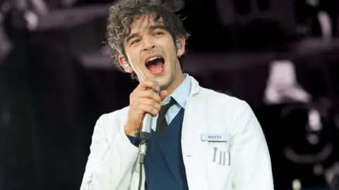 Getty Images Matty Healy of The 1975 performs at Glasgow's TRNSMT festival