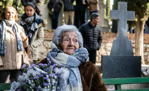 Getty Images Ascensión Mendieta, daughter of Timoteo Mendieta, on the day of her father's exhumation in 2016