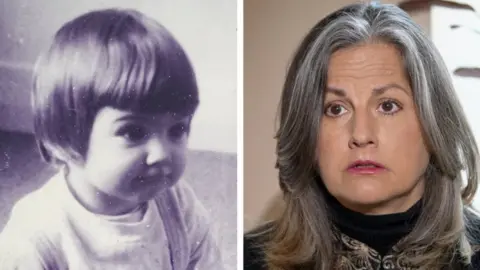 Rachel Langham composite image as a child and now