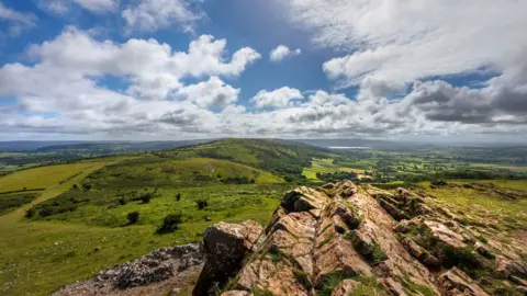 View from on top of Crook Peak on the Mendip Hills