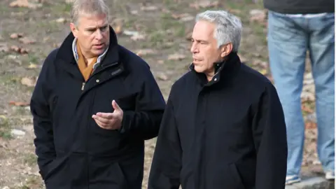 News Syndication Prince Andrew and Jeffrey Epstein were pictured walking together through New York's Central Park