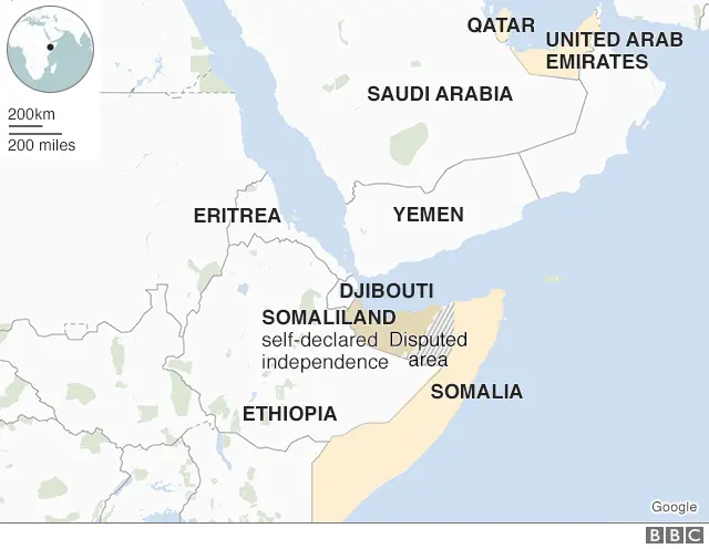 Map of Somalia and its surrounds