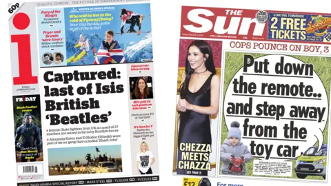 i and Sun front pages for 09/02/18