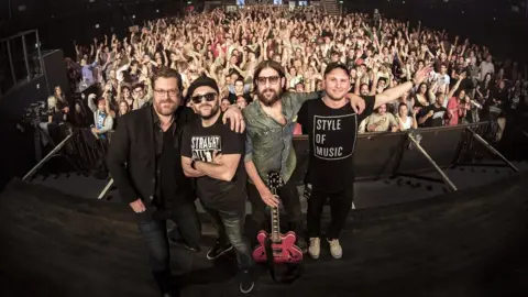 DJGRAMATIK Zach LeBeau, DJ Gramatik, Adam Stehr and Jay Rogovin before fans in Zurich, Switzerland