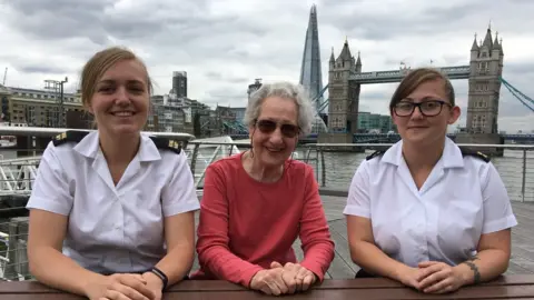 BBC Lynsey, Marie and Sara talk about how things have changed for women in the Armed Forces. They are sat at HMS President overlooking the River Thames.