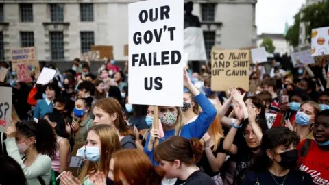 Reuters Protests over A-level results