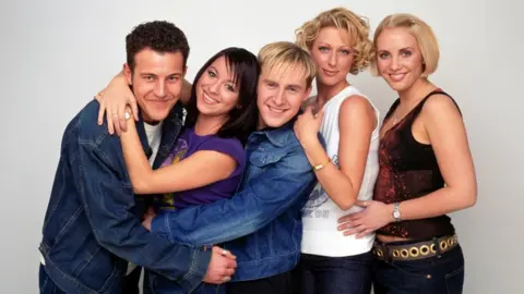 Getty Images Steps circa 1998. From left to right Lee Latchford-Evans, Lisa Scott-Lee, Ian 'H' Watkins, Faye Tozer and Claire Richards