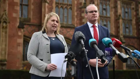 Getty Images Karen Bradley and Simon Coveney