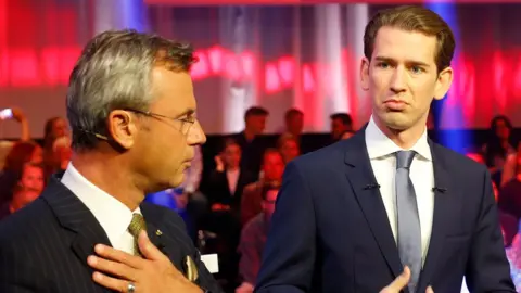 Reuters Freedom Party leader Norbert Hofer during a TV discussion with Sebastian Kurz on 22 September